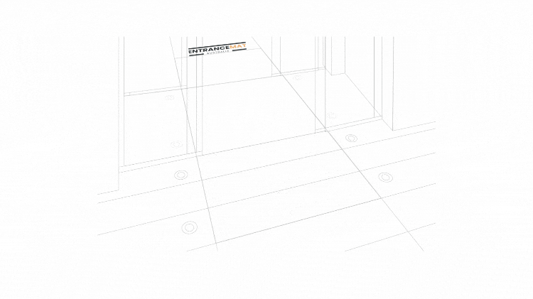 3-zone entrance mat system animation: Coarse dirt removal, intermediate scraping, and moisture absorption for commercial spaces